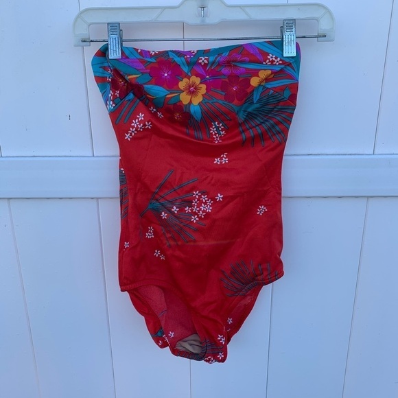 Vintage Sirena Bathing Suit Floral One Piece Sz 10 - Picture 1 of 8